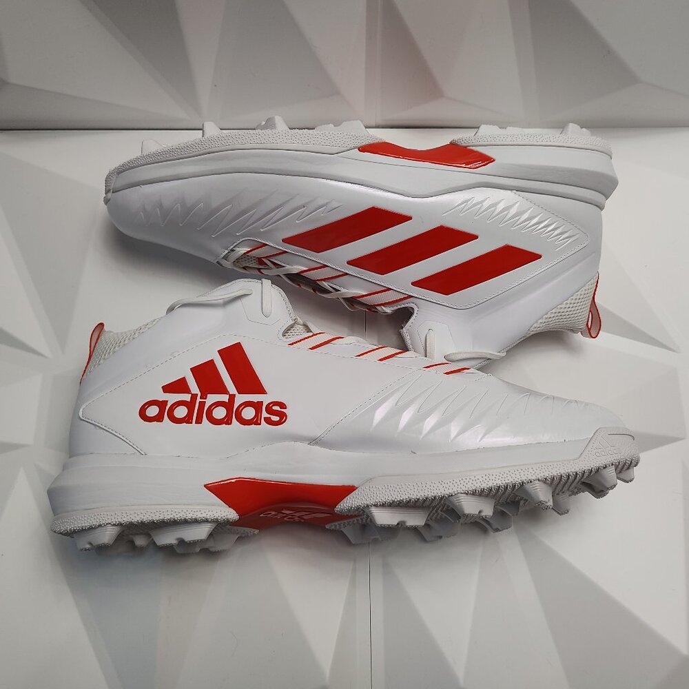 Adidas Mens Football Cleats 18 White Orange Shoe Lacrosse Nasty Mid Top
